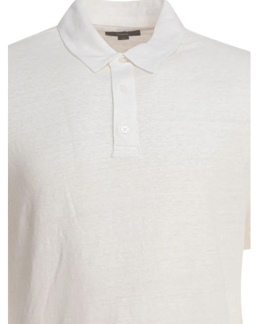 Vince White Linen Short-Sleeve Polo Shirt for men