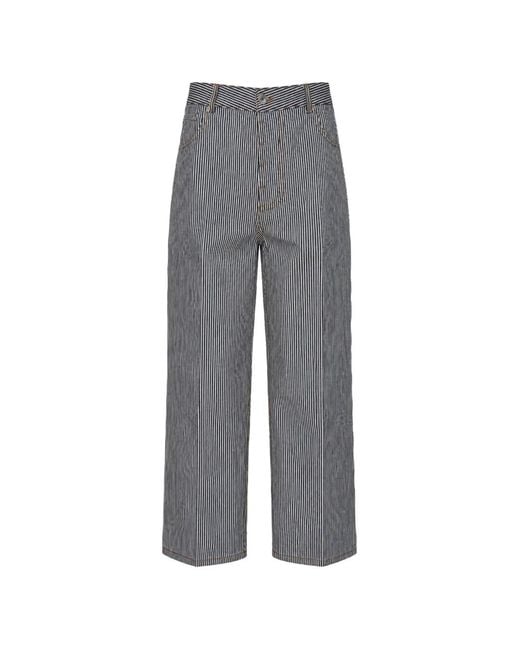 AMI Gray Striped-Pattern Jeans for men