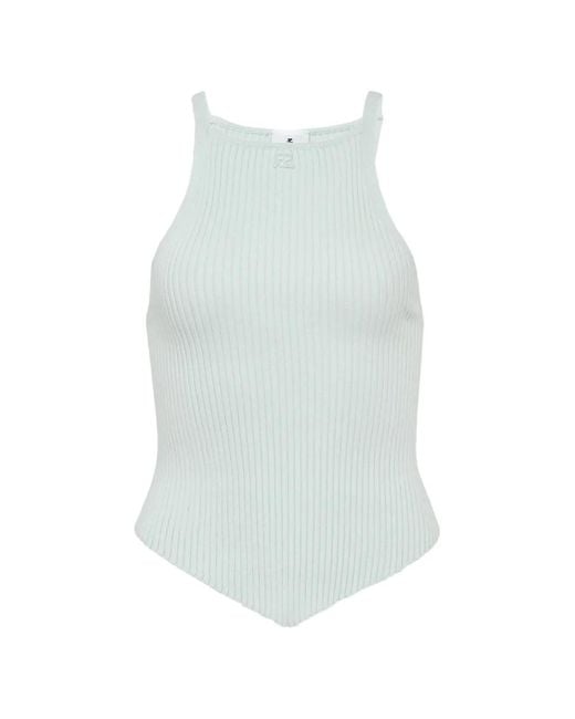 Courreges White Pointy Rib Knit Top