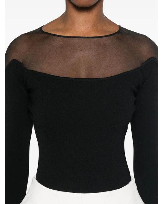 Body con panel semitranslúcido Mugler de color Black