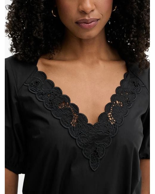 Twinset Black Lace-Trim Ruffled Mini Dress