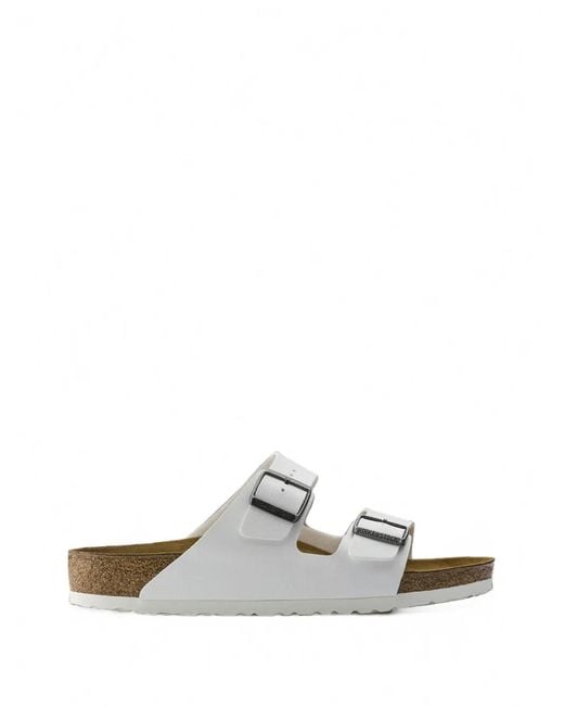Birkenstock White Arizona Buckle-Fastening Sandals