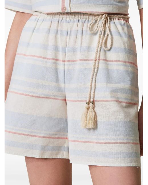 Twinset White Striped Drawstring Shorts