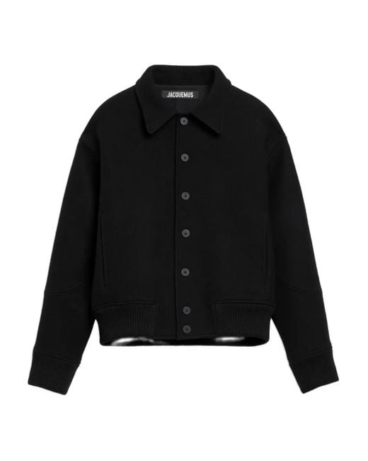 Jacquemus Black Button-Fastening Ribbed-Hem Jacket for men