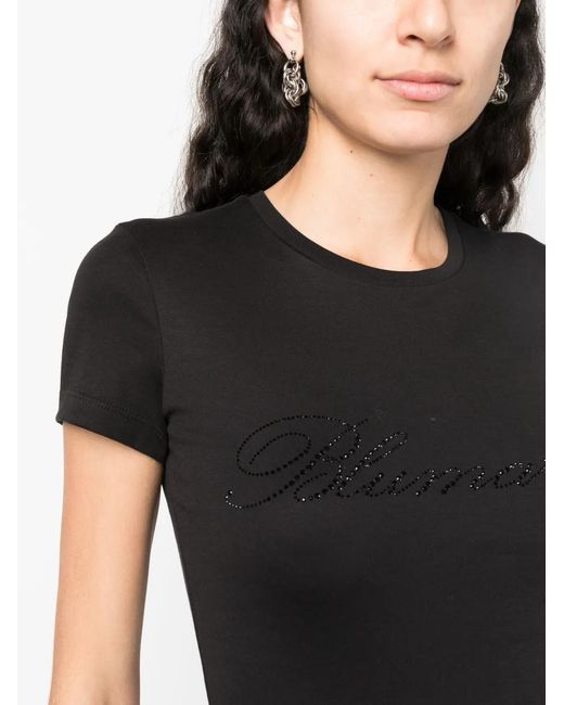 Blumarine Black Logo Cotton T-Shirt