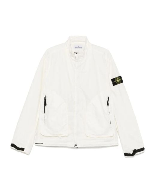 Stone Island White Jacket Organic Look Nylon Panama-Tc for men