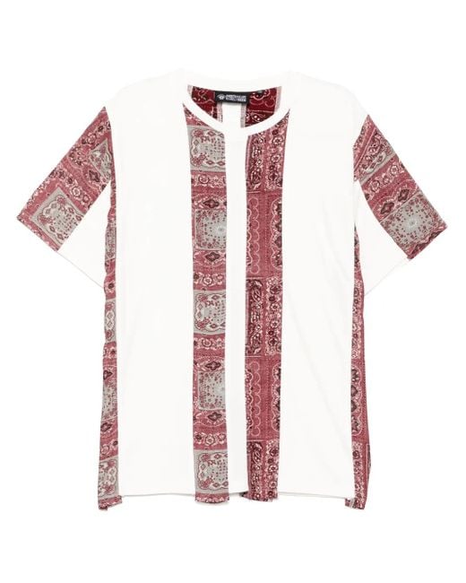 Mostly Heard Rarely Seen White Spliced Paisley T-Shirt for men