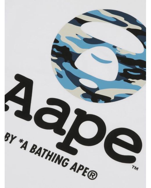 Aape By A Bathing Ape White Aapeunvs Camo-Print Logo-Print T-Shirt for men