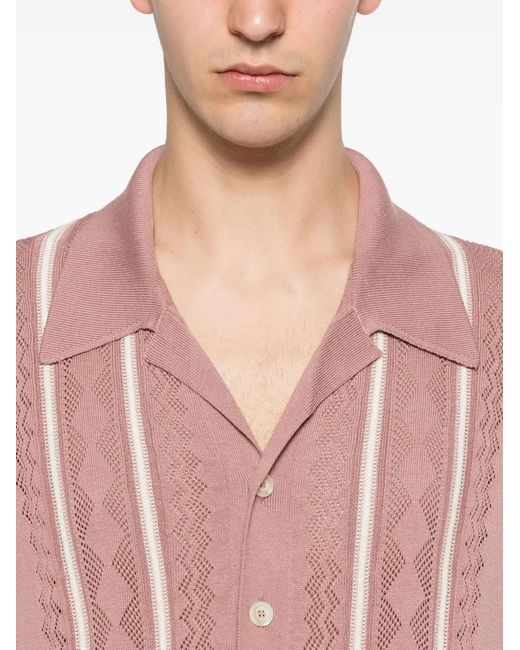 Piacenza Cashmere Pink Geometric-Detail Shirt for men