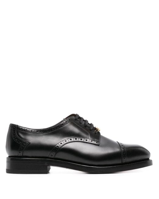Gucci Black Interlocking G-plaque Leather Brogues for men