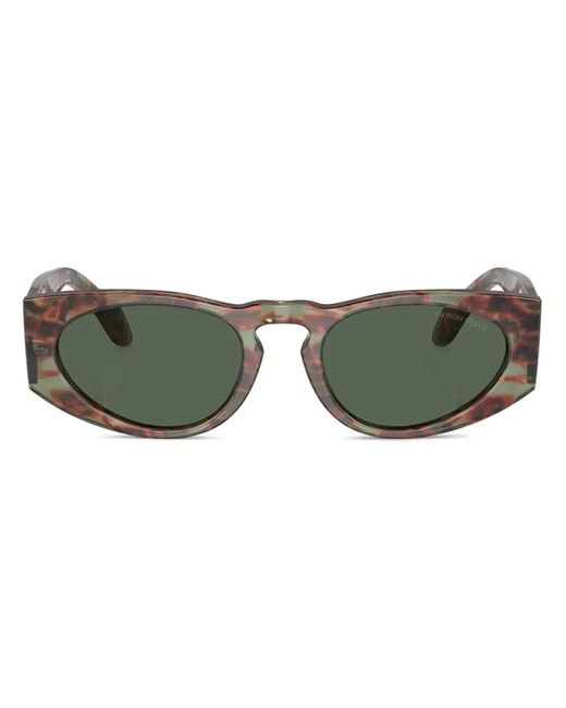 Giorgio Armani Green Geometric-Frame Sunglasses for men
