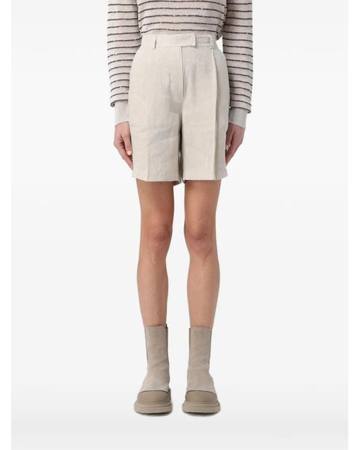 Brunello Cucinelli White Tailored Pleated Shorts