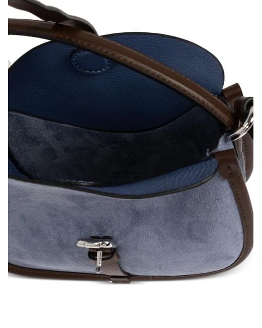 Etro Blue Small Pony Buckle-Detail Tote Bag