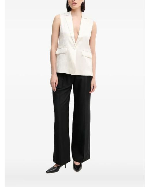 Pedro Del Hierro Madrid White Textured Sleeveless Waistcoat