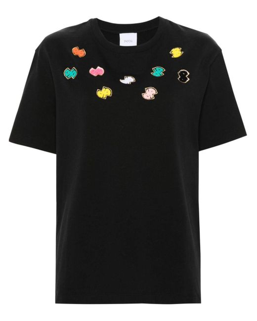 Patou Black Motif-embroidered Cotton T-shirt