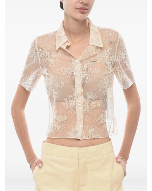 Off-White c/o Virgil Abloh Natural Lace Bowling Shirt Romantic