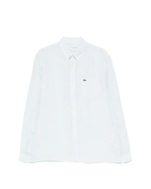 Lacoste White Logo-Patch Button-Down Shirt for men