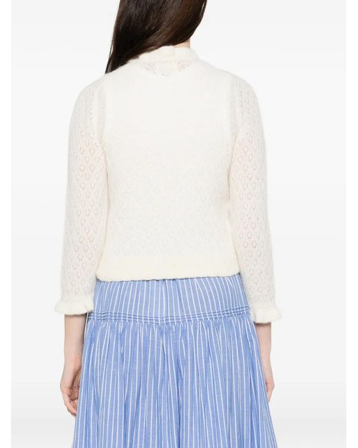 Doen Natural Claudie Frills Perforated Cardigan