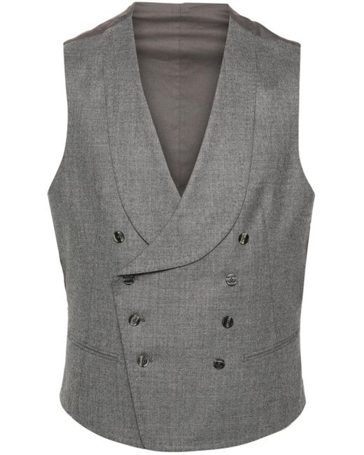 Tagliatore Gray Double-Breasted Vest for men