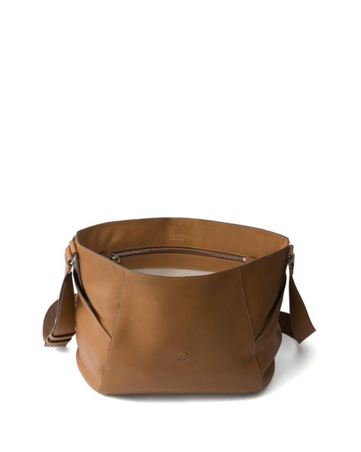 Prada Brown Logo-stamp Leather Shoulder Bag for men