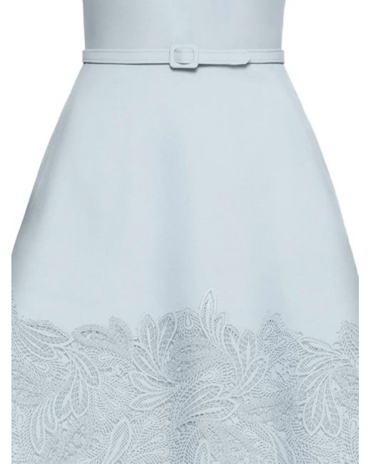 Oscar de la Renta Blue Guipure-Lace Midi Dress