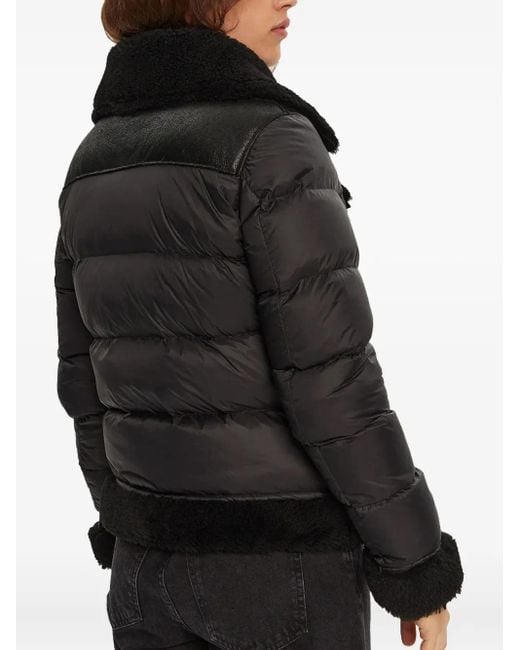 Blauer Black Shearling-Panelled Puffer Jacket