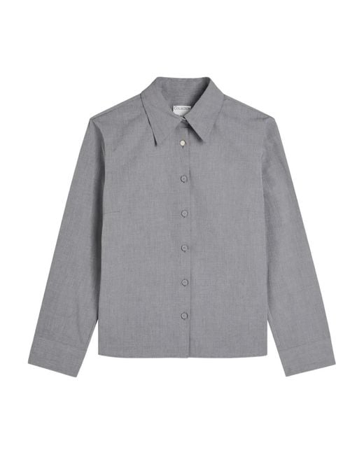 Calvin Klein Gray Buttoned Collared Top