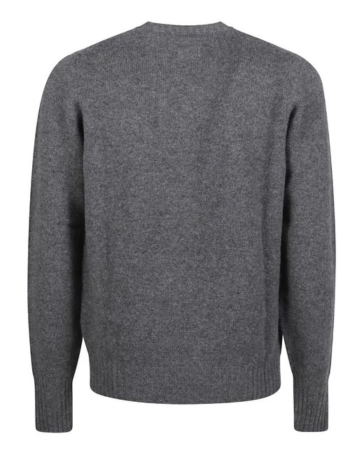 Drumohr Gray Round Neck Long-Sleeved Sweater for men
