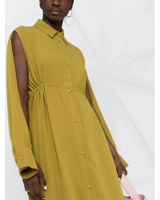 MM6 by Maison Margiela Yellow Slit-Sleeved Shirt Dress