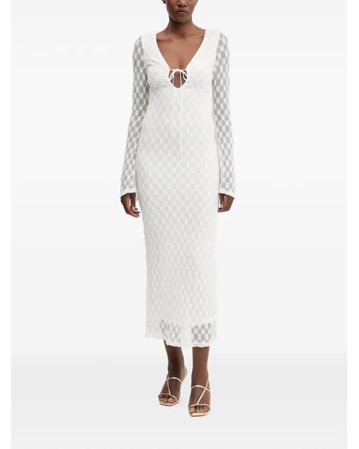 Bardot White Talika V-Neck Floral Midi Dress
