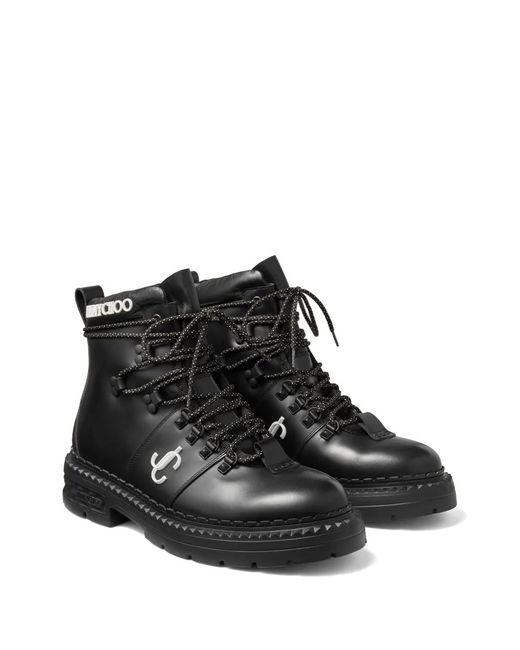 Jimmy Choo Black Marlow Monogram Hiking Boots for men