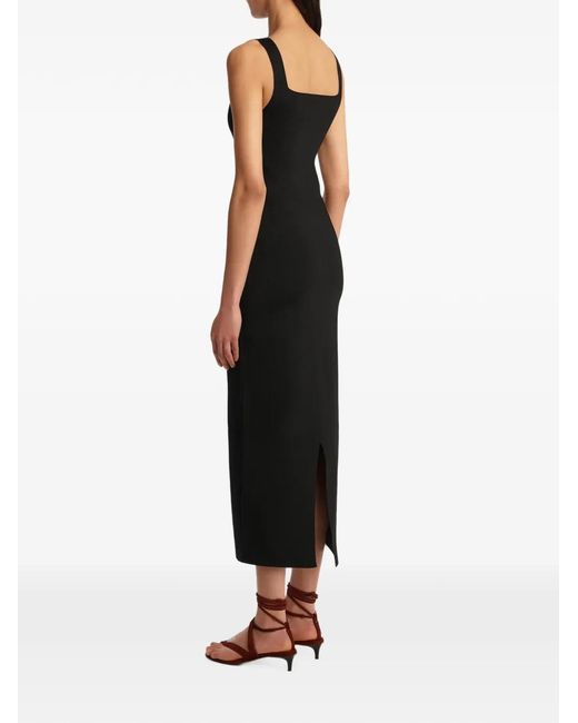 Khaite Black Dixi Square-Neck Midi Dress
