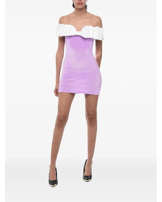 Adriana Hot Couture Purple Bow-Detail Chenille Mini Dress