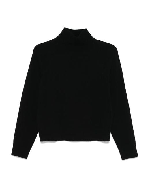 Vince Black High-Neck Raglan-Sleeves Sweater