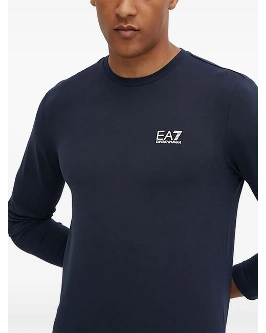 EA7 Blue Long-Sleeve T-Shirt for men