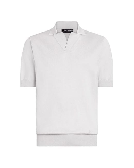 Dolce & Gabbana White Silk Polo Shirt for men