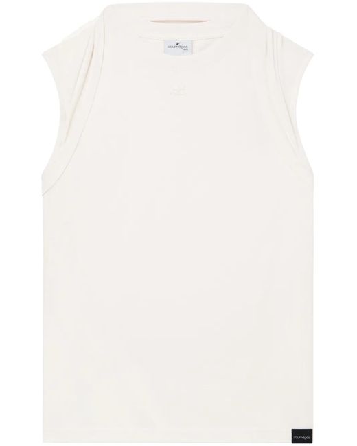 Courreges White Draped-Detail Cotton Tank Top for men