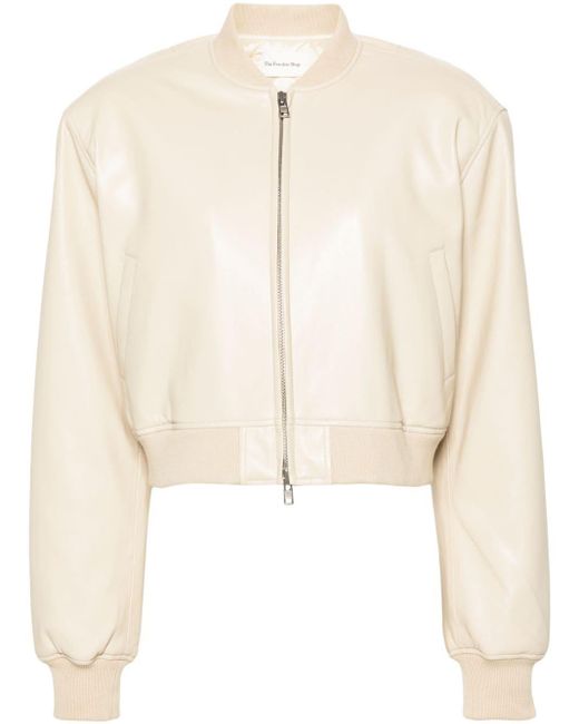 Frankie Shop Natural Neutral Micky Faux-leather Bomber Jacket - Women's - Polyester/polyurethane