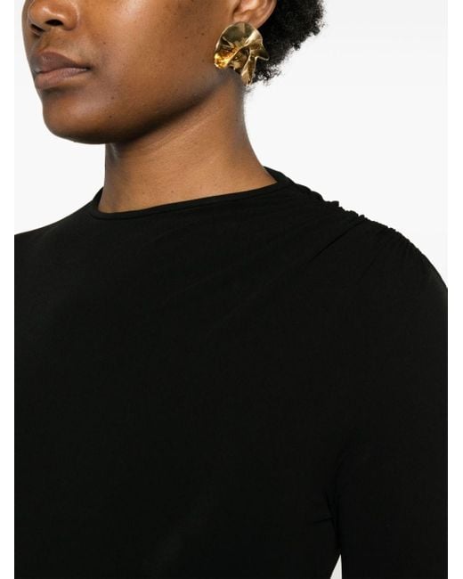 Saint Laurent Black Crew-neck Ruched Minidress