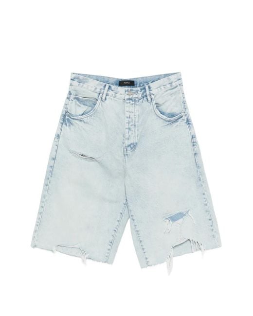 Purple Brand Blue Blowout Wide-Leg Shorts for men