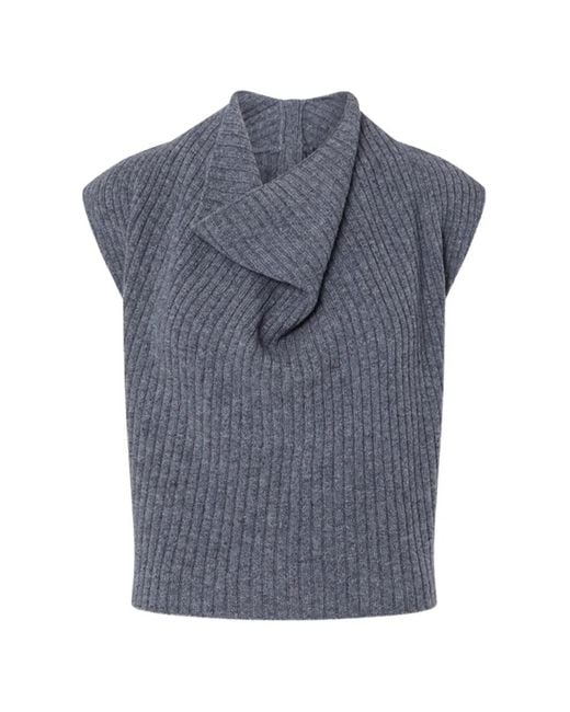 Liu Jo Blue Ribbed Wool Top