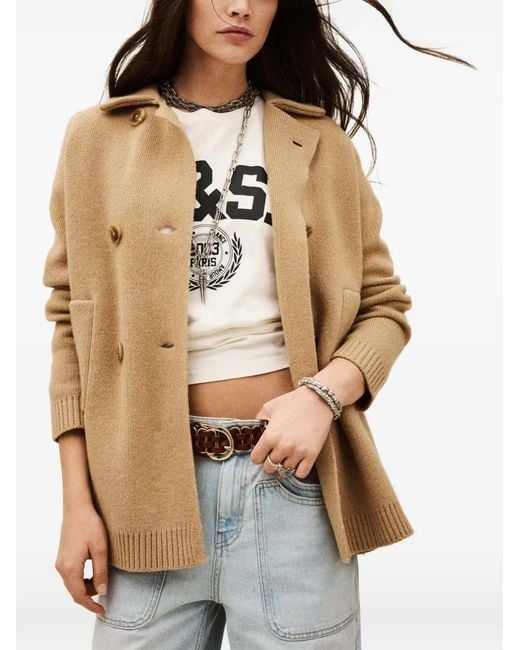 Ba&sh Natural Double-Breasted Cardigan