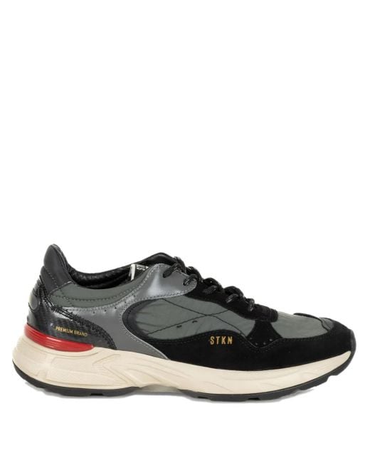 Stokton Black Reverse Panelled Sneakers for men