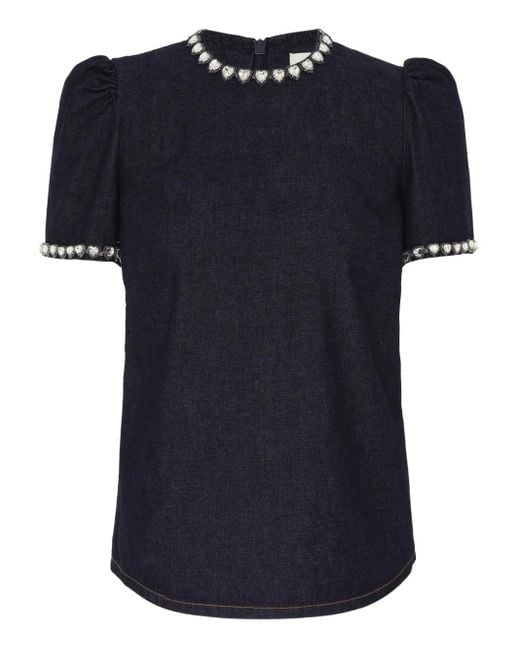 Zimmermann Blue Embellished Denim Top