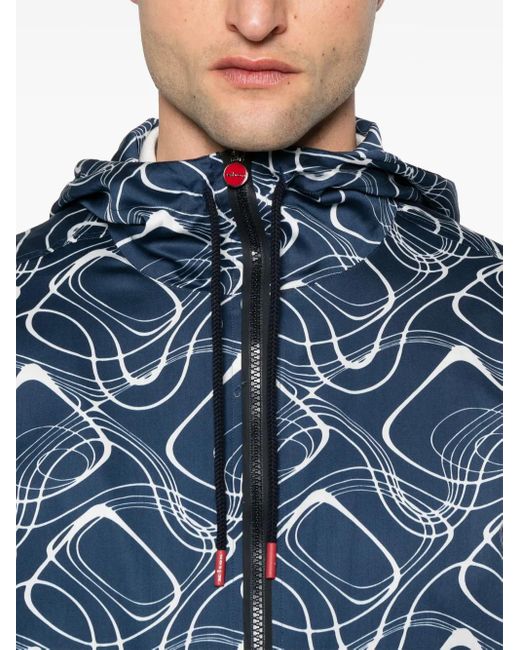 メンズ Kiton グラフィック フーデッドジャケット Blue