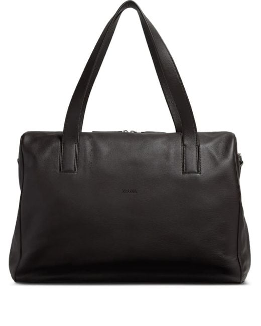 Zegna Black Secondskin Leather Holdall Bag for men