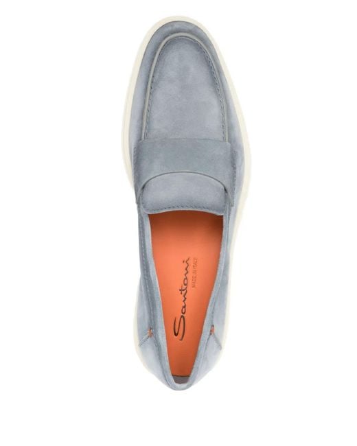 Santoni White Suede Loafers for men