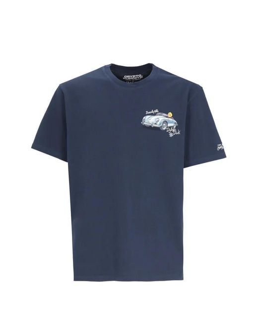 Mc2 Saint Barth Blue Graphic-Print T-Shirt for men
