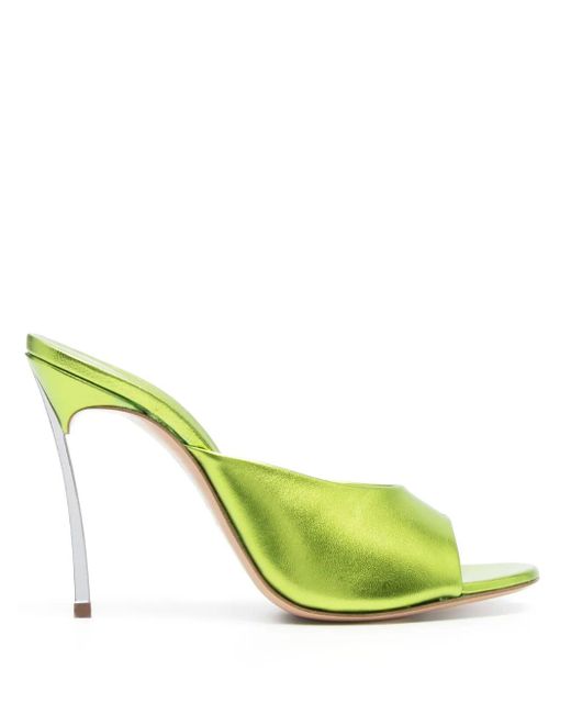 Casadei Green 105Mm Metallic Leather Sandals