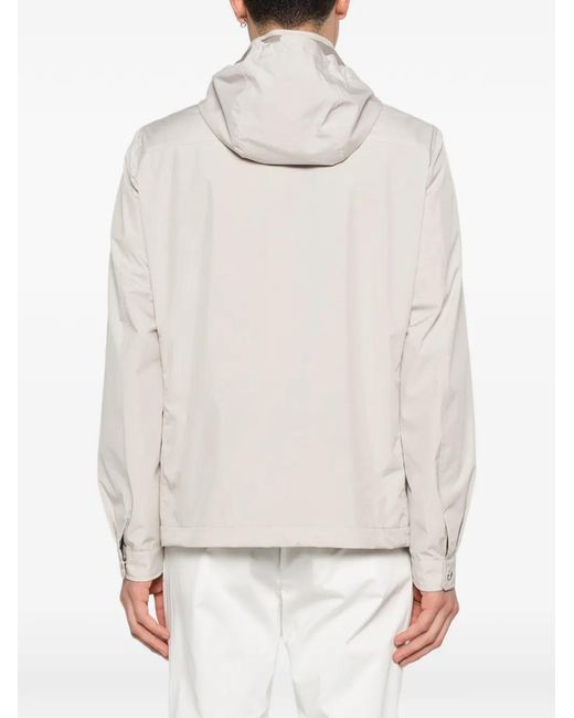 Moorer White Pocket Hooded Jacket for men